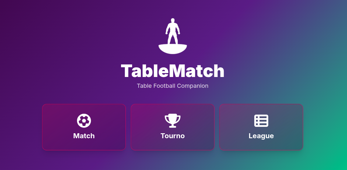 TableMatch home screen