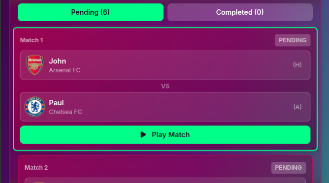 League fixtures and match schedule